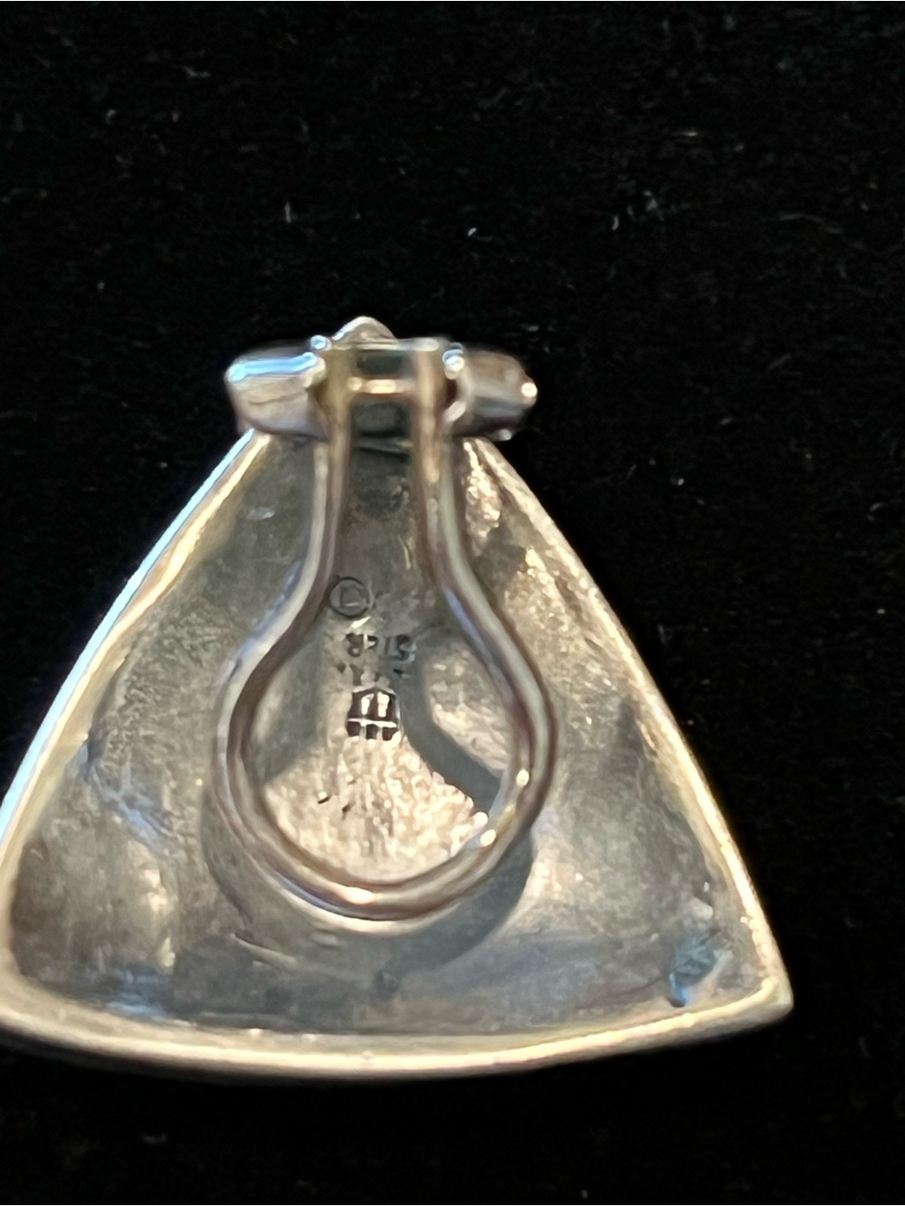 Retired James Avery Sterling Silver Triangular Dome Clip-On Earrings - Picture 2 of 4